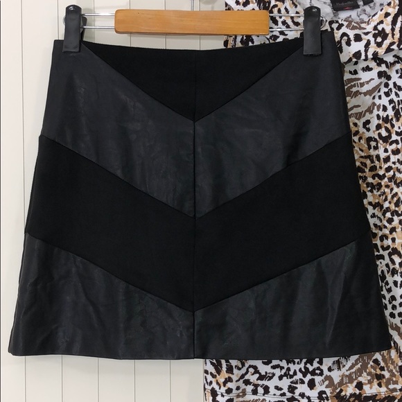 Forever 21 Dresses & Skirts - Forever 21 Faux Leather, Suede Chevron Black Skirt